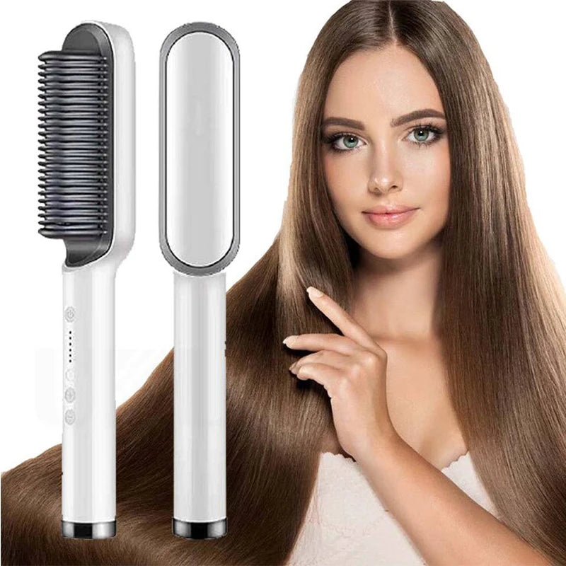 Escova Elétrica de Cabelo 2 em 1 – Alisamento e Modelagem Perfeitos