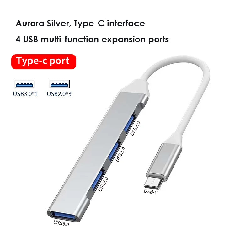 Aubess – Hub USB 3.0 de 4 Portas com Divisor Type-C para PC e Acessórios de Computador - HP OnlineShop