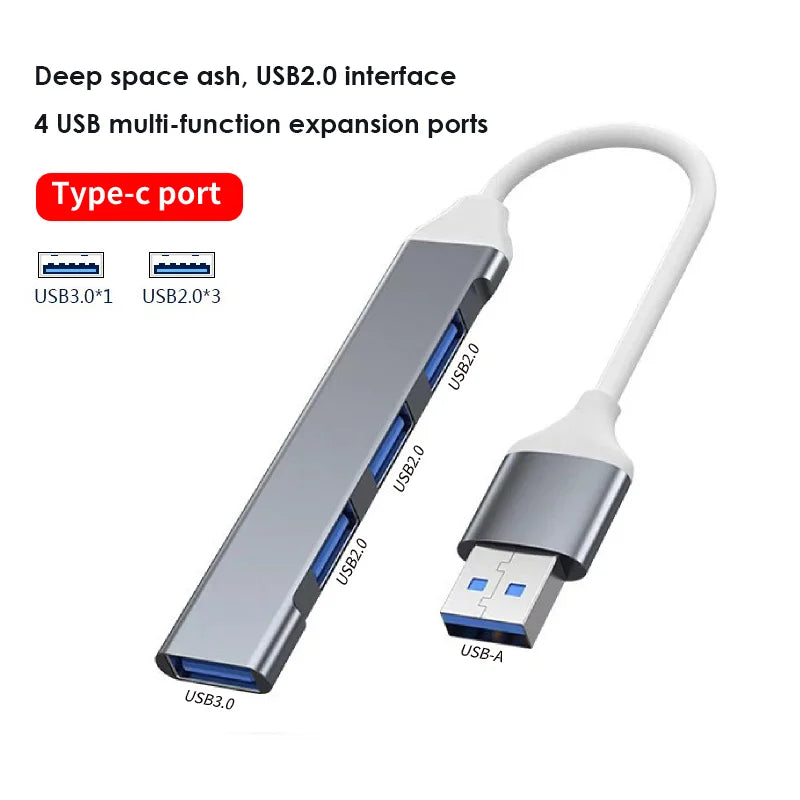 Aubess – Hub USB 3.0 de 4 Portas com Divisor Type-C para PC e Acessórios de Computador - HP OnlineShop